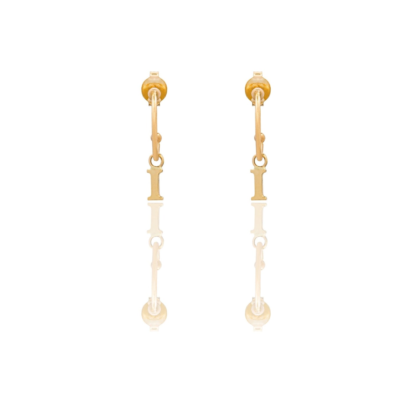 Orecchini Oro Giallo Oro 18 carati Cerchietto Con Lettera I Solo Oro