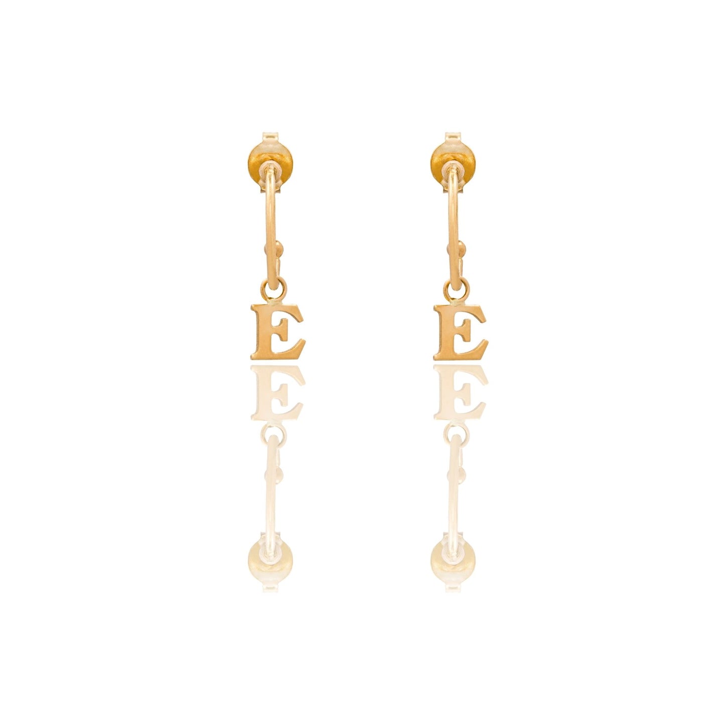 Orecchini Oro Giallo Oro 18 carati Cerchietto Con Lettera E Solo Oro