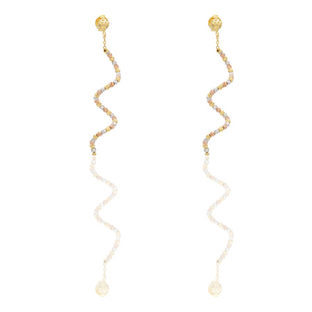Orecchini Oro Giallo Oro Bianco, Oro Rosa Oro 18 carati Spirale Sfera Slash Solo Oro Lunghezza cm. 5 sfera mm. 2