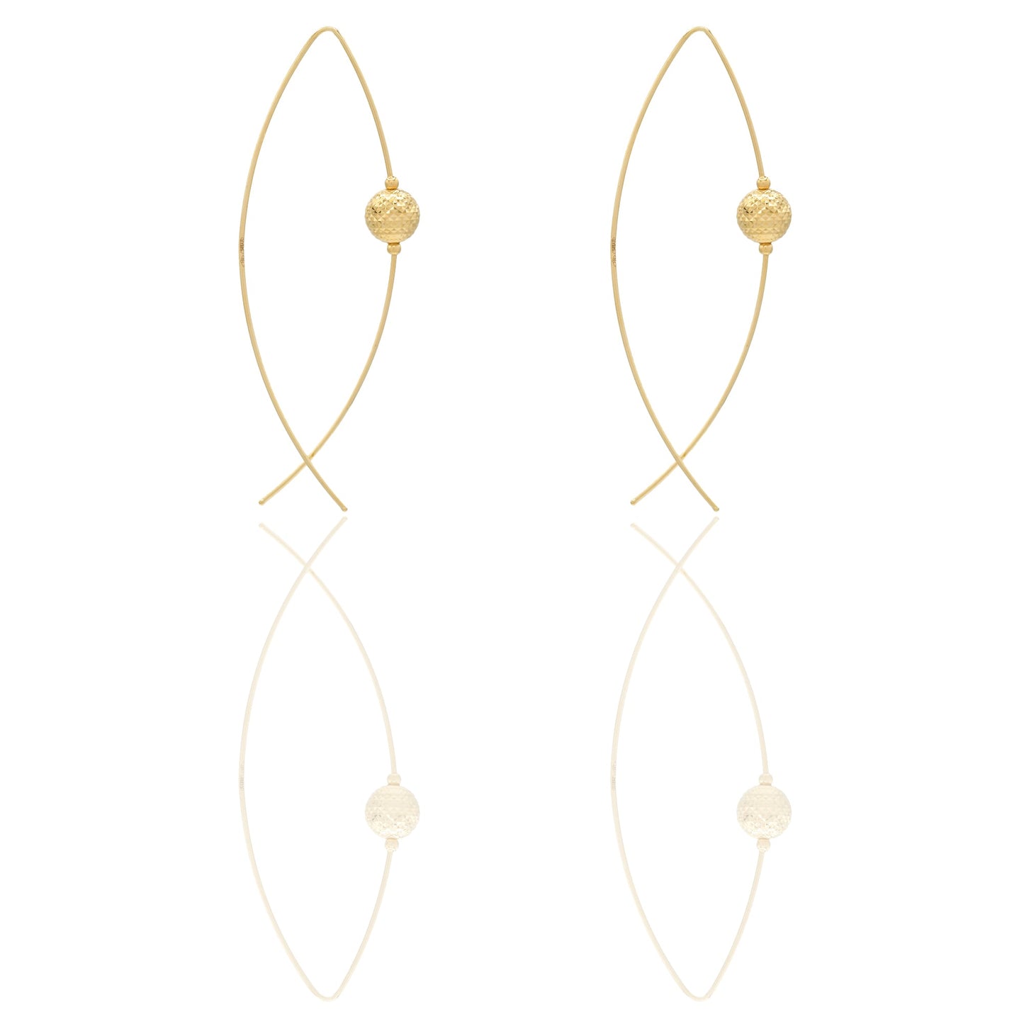 Orecchini Oro Giallo Oro 18 carati Pendenti con Sfera Milleluci Solo Oro Lunghezza cm.6 sfera mm. 8