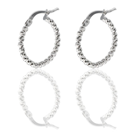 Orecchini Oro Bianco Oro 18 carati Cerchi Slash Solo Oro diametro esterno cm.1,5 diametro sfera mm.2