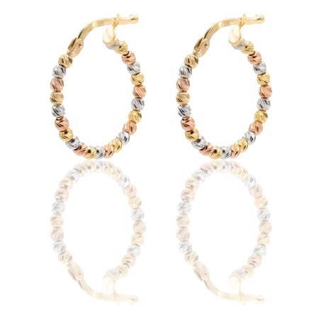 Orecchini Oro Bianco, Oro Giallo, Oro Rosa Oro 18 carati Cerchi Slash Solo Oro diametro esterno cm.1,5 diametro sfera mm.2