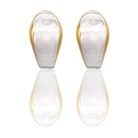 Orecchini Oro Giallo Oro Bianco Oro 18 carati Cerchio Aqua Solo Oro