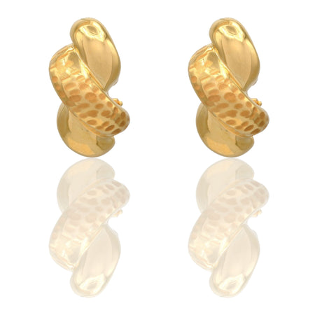 Orecchini Oro Giallo Oro 18 carati Treccia Zigrinata Aqua Solo Oro
