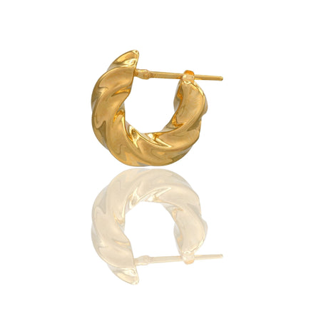 Orecchini Oro Giallo Oro 18 carati Cerchio Intrecciato Solo Oro