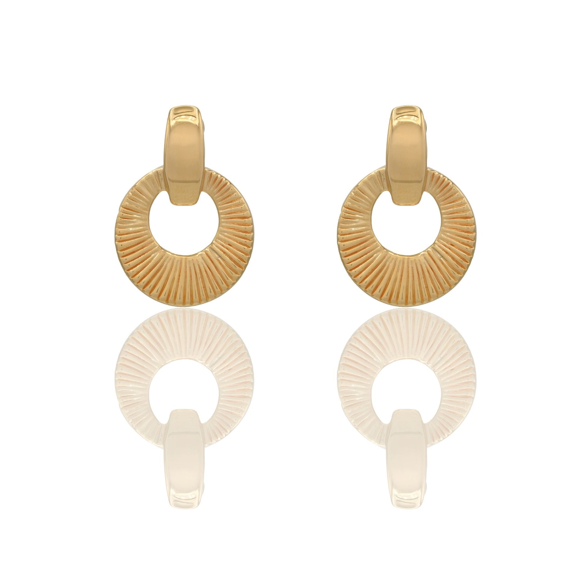 Orecchini Oro Giallo Oro 18 carati Cerchio Pendente Lavorato Solo Oro