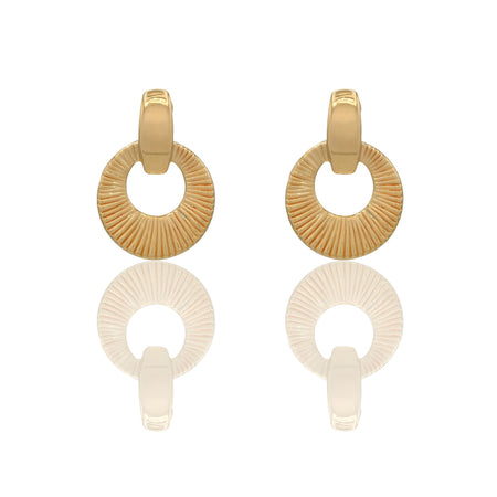 Orecchini Oro Giallo Oro 18 carati Cerchio Pendente Lavorato Solo Oro