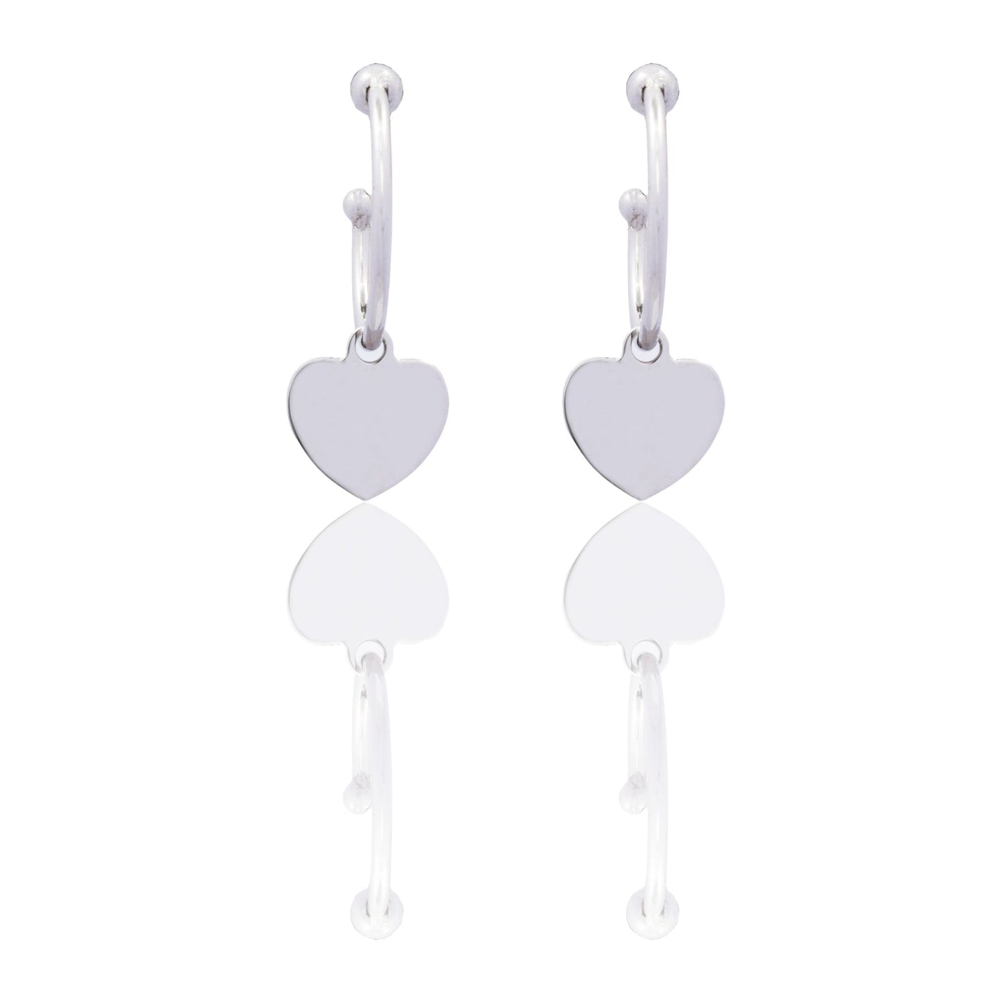 Orecchini Oro Bianco Oro 18 carati Cerchietto Cuore Solo Oro