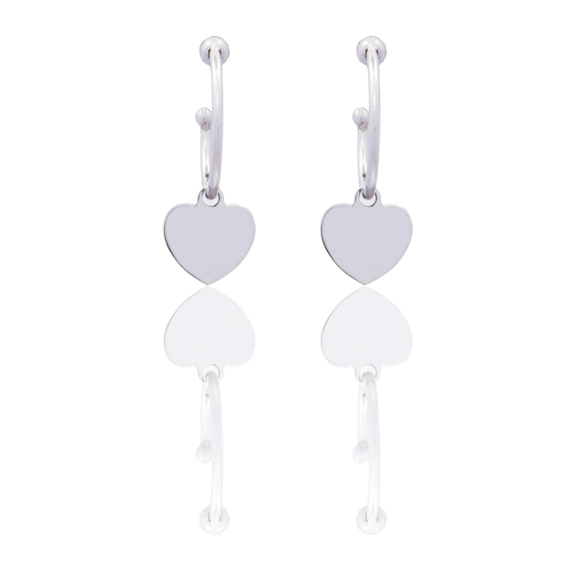 Orecchini Oro Bianco Oro 18 carati Cerchietto Cuore Solo Oro