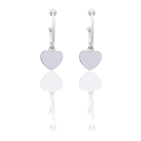 Orecchini Oro Bianco Oro 18 carati Cerchietto Cuore Solo Oro