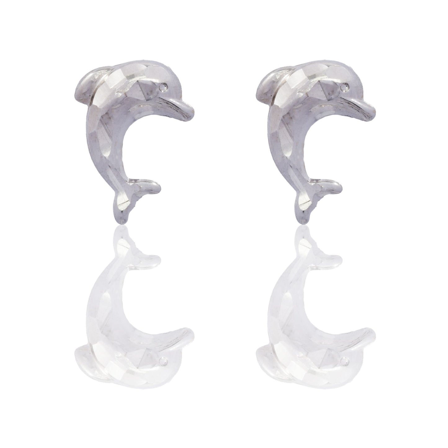 Orecchini Oro Bianco Oro 18 carati Delfino a Lobo Solo Oro cm.1