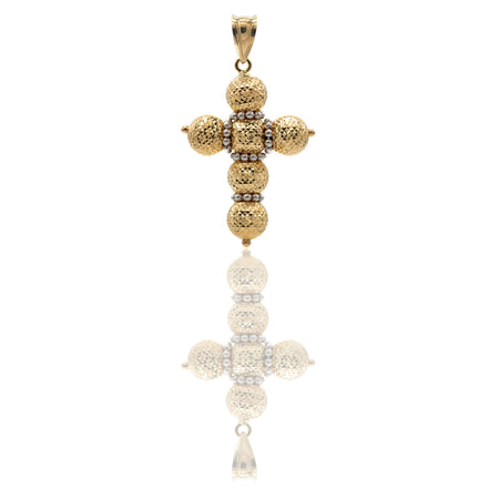 Ciondolo Oro Giallo Oro Bianco Oro 18 carati Croce Milleluci Solo Oro Lunghezza  cm.4,7x2,5; Sfera diam. mm. 8