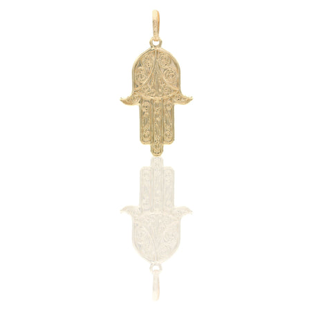 Ciondolo Oro Giallo Oro 18 carati Mano Di Fatima Solo Oro cm.3,2