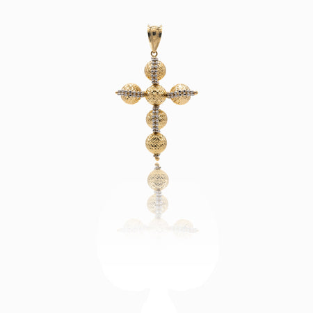 Ciondolo Oro Giallo Oro Bianco Oro 18 carati Croce Milleluci Solo Oro cm.6x3,7; Sfera diam. mm 10