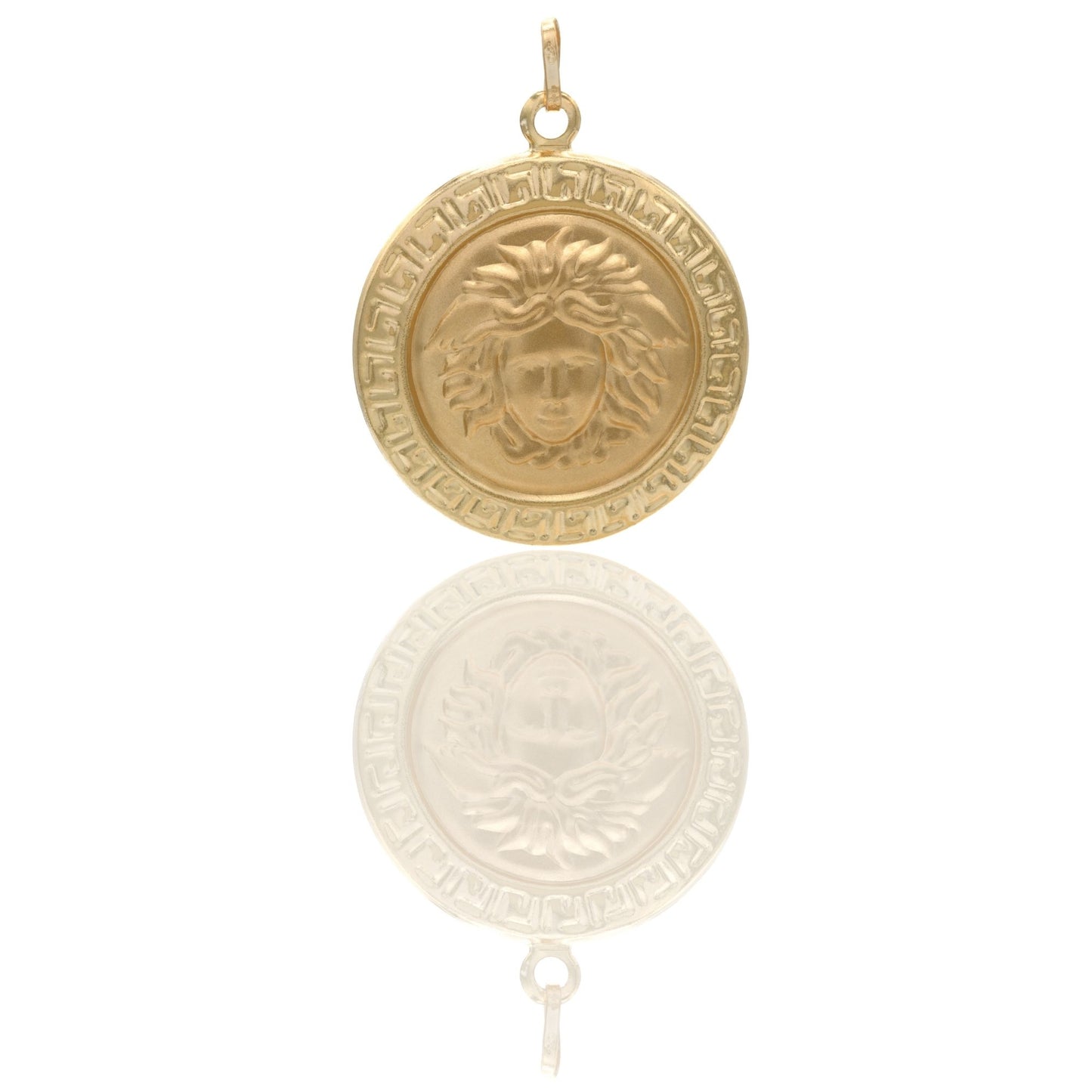 Ciondolo Oro Giallo Oro 18 carati Volto Medusa Tondo Solo Oro cm.4