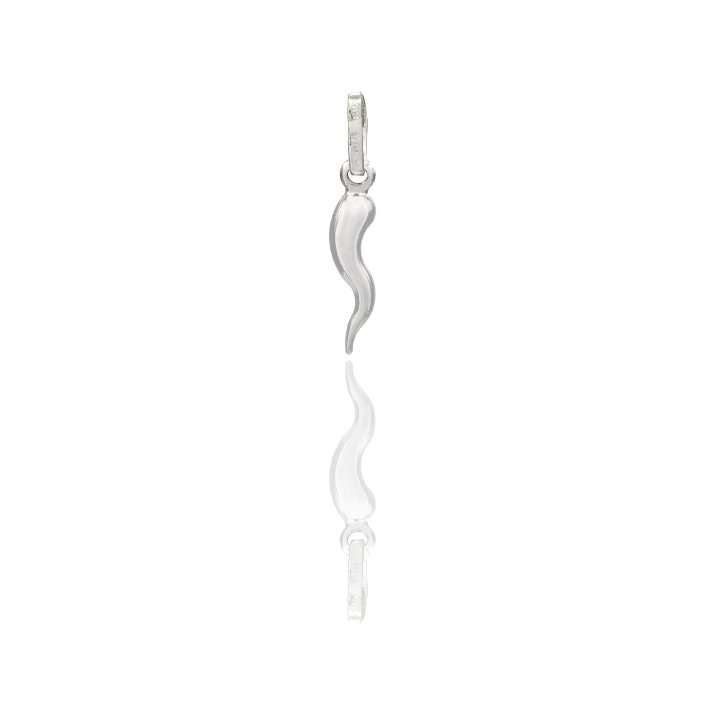 Ciondolo Oro Bianco Oro 18 carati Corno Scaramantico Solo Oro Lunghezza 1,7 cm