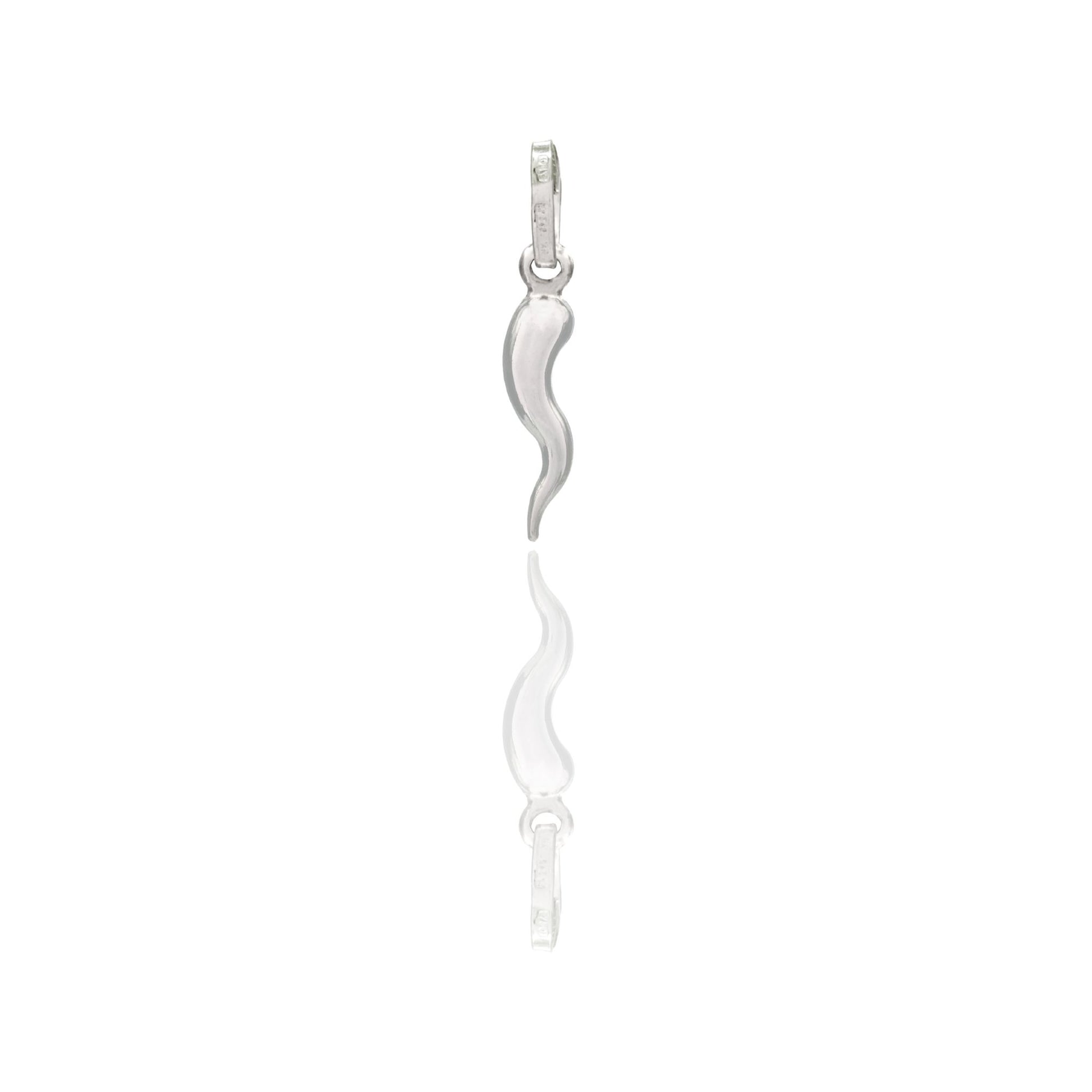 Ciondolo Oro Bianco Oro 18 carati Corno Scaramantico Solo Oro Lunghezza 1,7 cm
