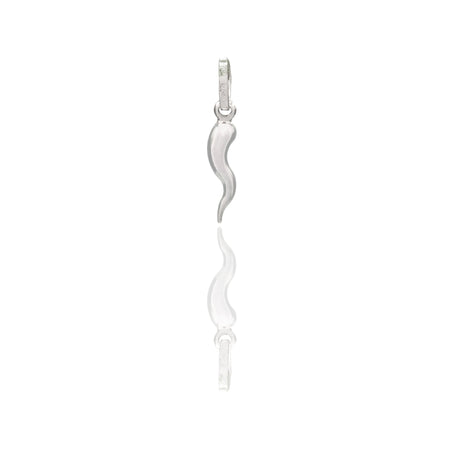 Ciondolo Oro Bianco Oro 18 carati Corno Scaramantico Solo Oro Lunghezza 1,7 cm