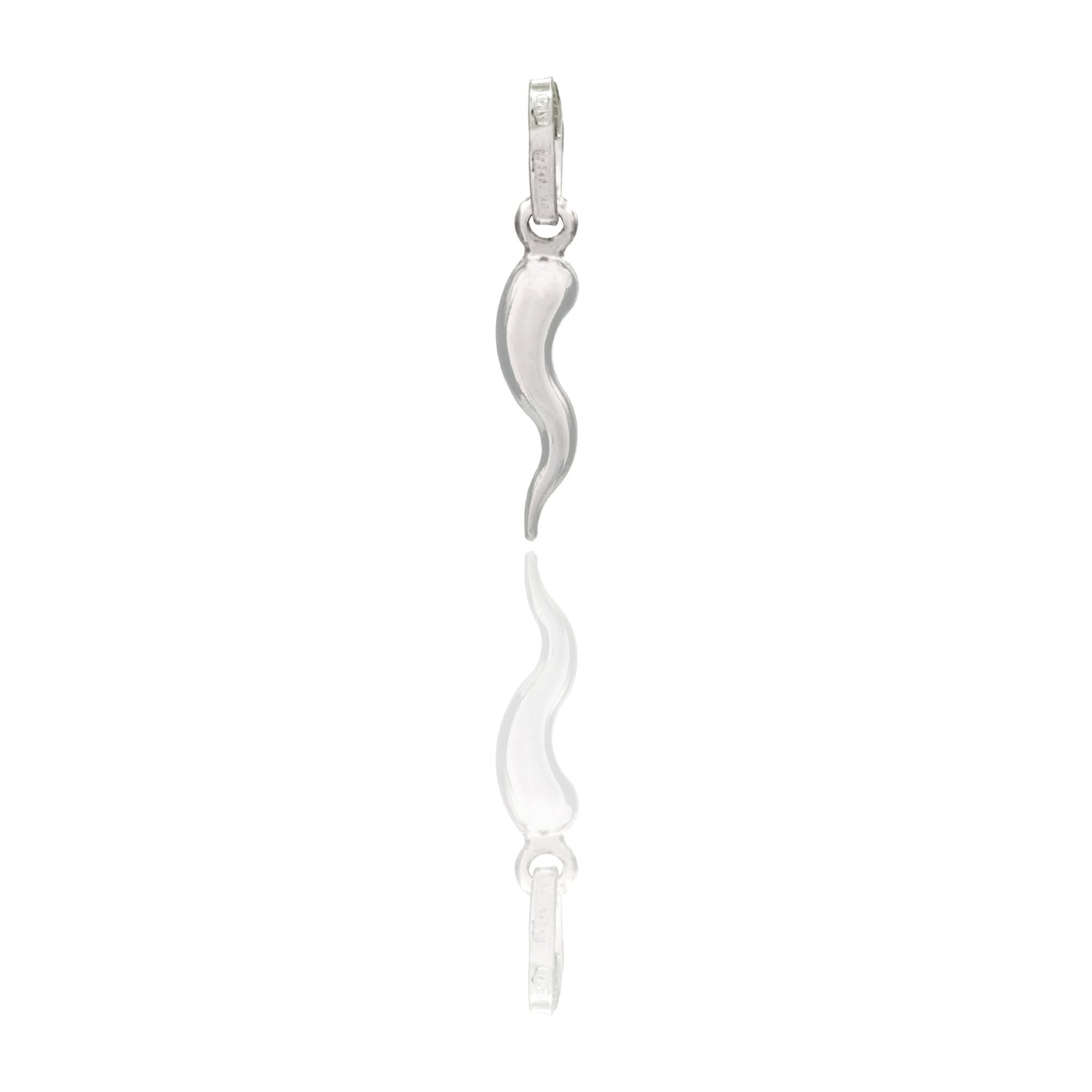 Ciondolo Oro Bianco Oro 18 carati Corno Scaramantico Solo Oro Lunghezza 2 cm