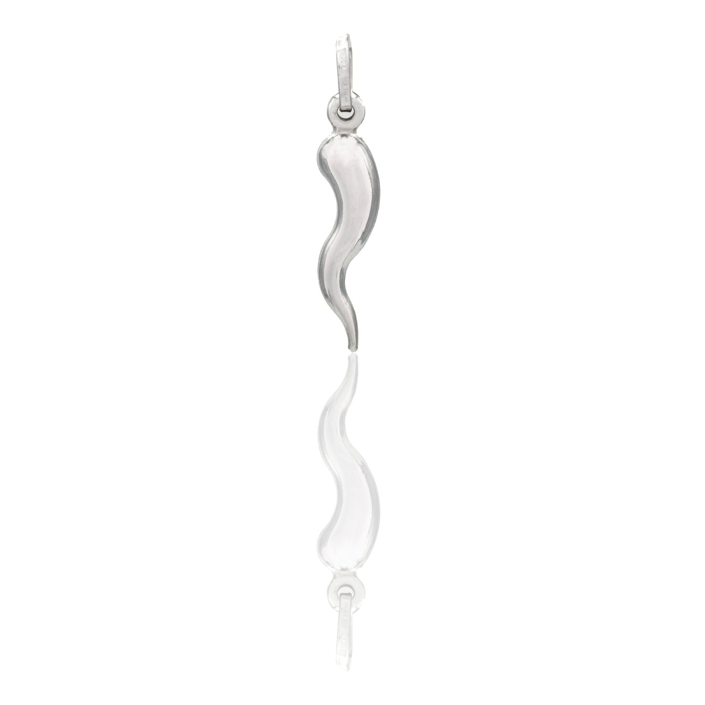 Ciondolo Oro Bianco Oro 18 carati Corno Scaramantico Solo Oro Lunghezza 2,5 cm 
