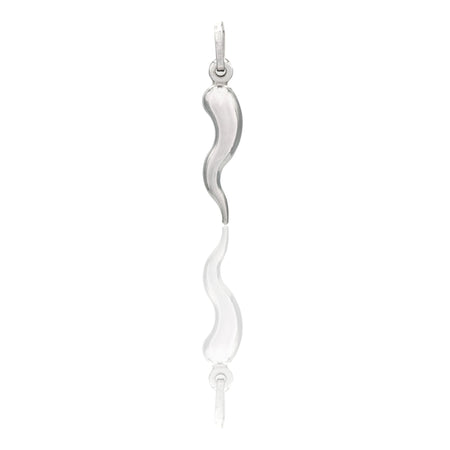 Ciondolo Oro Bianco Oro 18 carati Corno Scaramantico Solo Oro Lunghezza 2,5 cm 