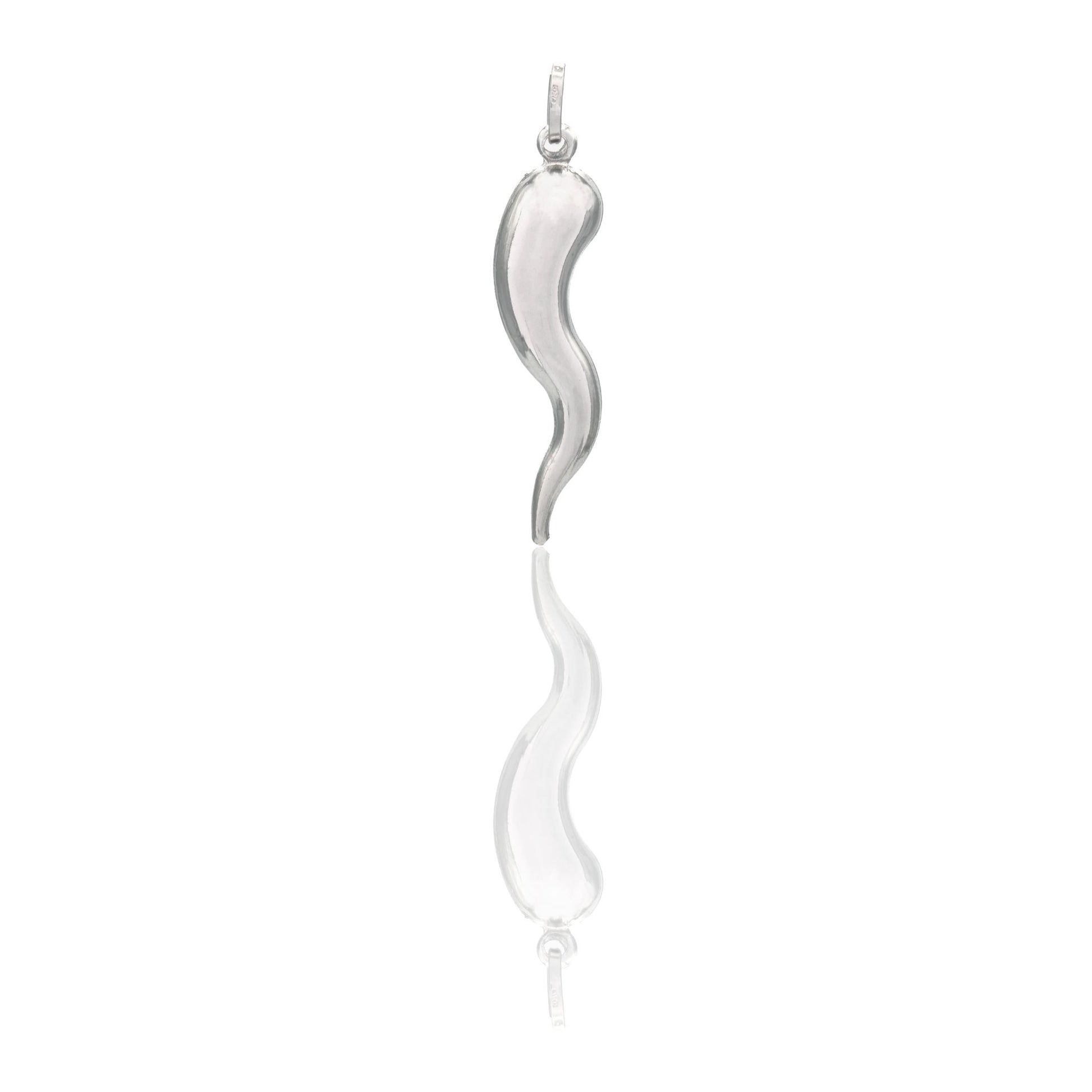 Ciondolo Oro Bianco Oro 18 carati Corno Scaramantico Solo Oro Lunghezza 4 cm