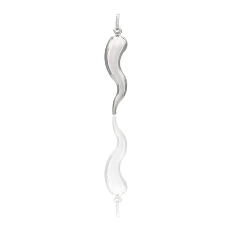 Ciondolo Oro Bianco Oro 18 carati Corno Scaramantico Solo Oro Lunghezza 4 cm