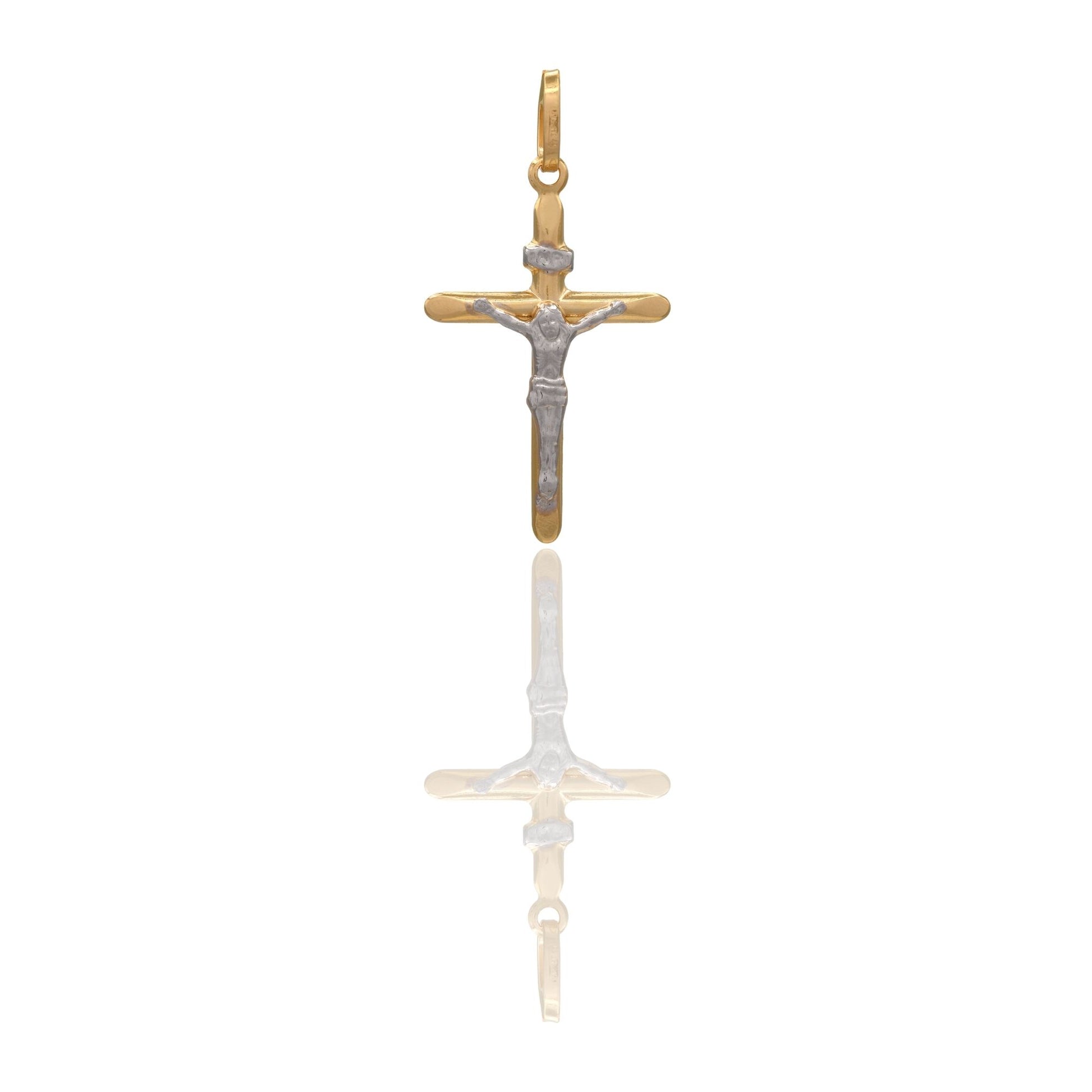 Ciondolo Oro Giallo Oro Bianco Oro 18 carati Croce Con Cristo   Solo Oro cm.3,2x2,2