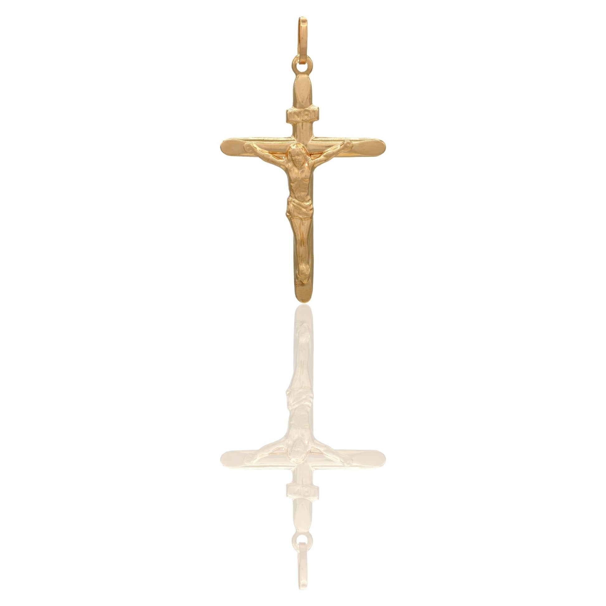 Ciondolo Oro Giallo Oro 18 carati Croce Cristo Vuota Solo Oro cm.3,1x1,7