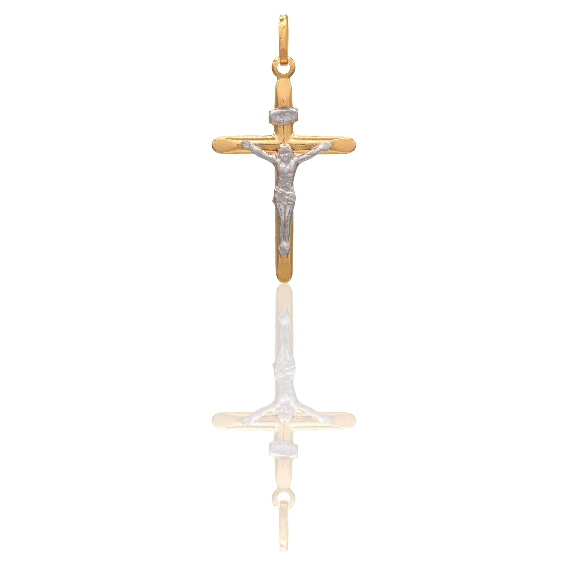 Ciondolo Oro Giallo Oro Bianco Oro 18 carati Croce Cristo  Solo Oro cm.3,7x2