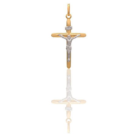 Ciondolo Oro Giallo Oro Bianco Oro 18 carati Croce Cristo  Solo Oro cm.3,7x2