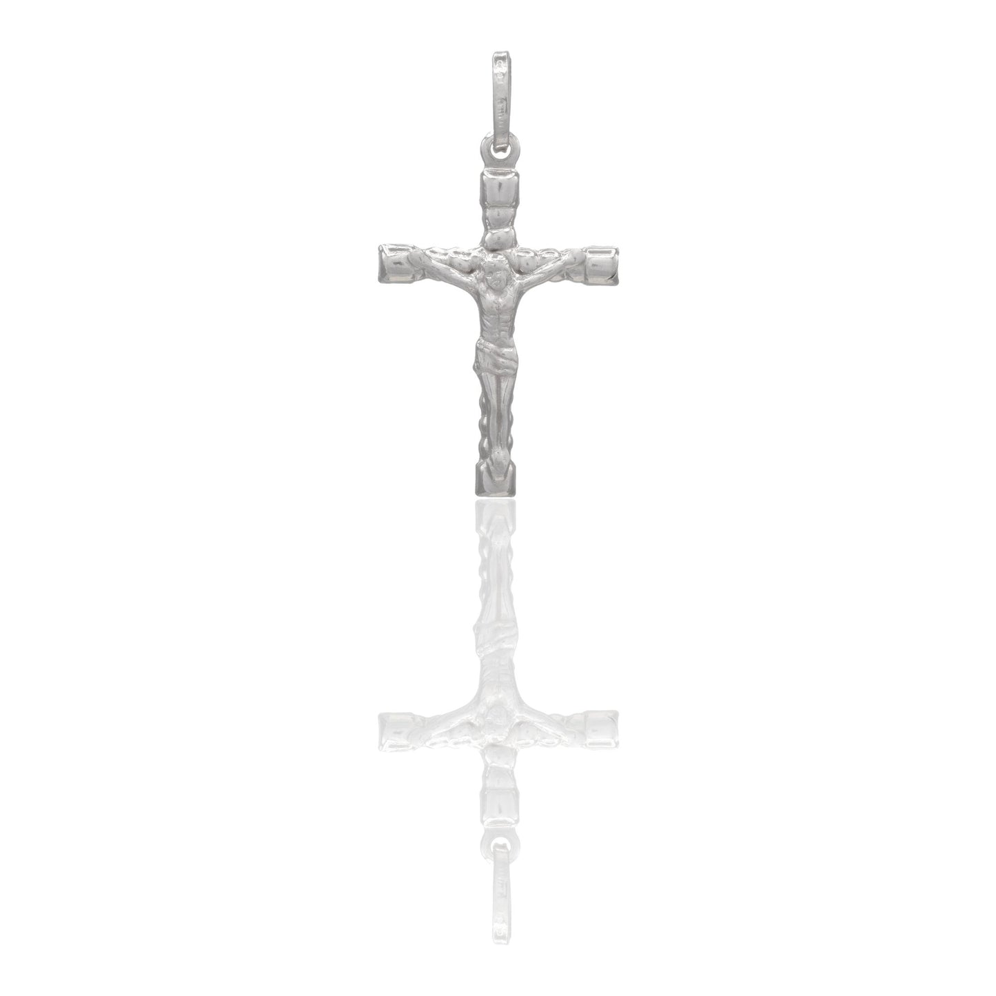 Ciondolo Oro Bianco Oro 18 carati Croce Cristo Tronchetto Solo Oro