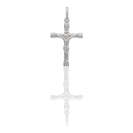 Ciondolo Oro Bianco Oro 18 carati Croce Cristo Tronchetto Solo Oro