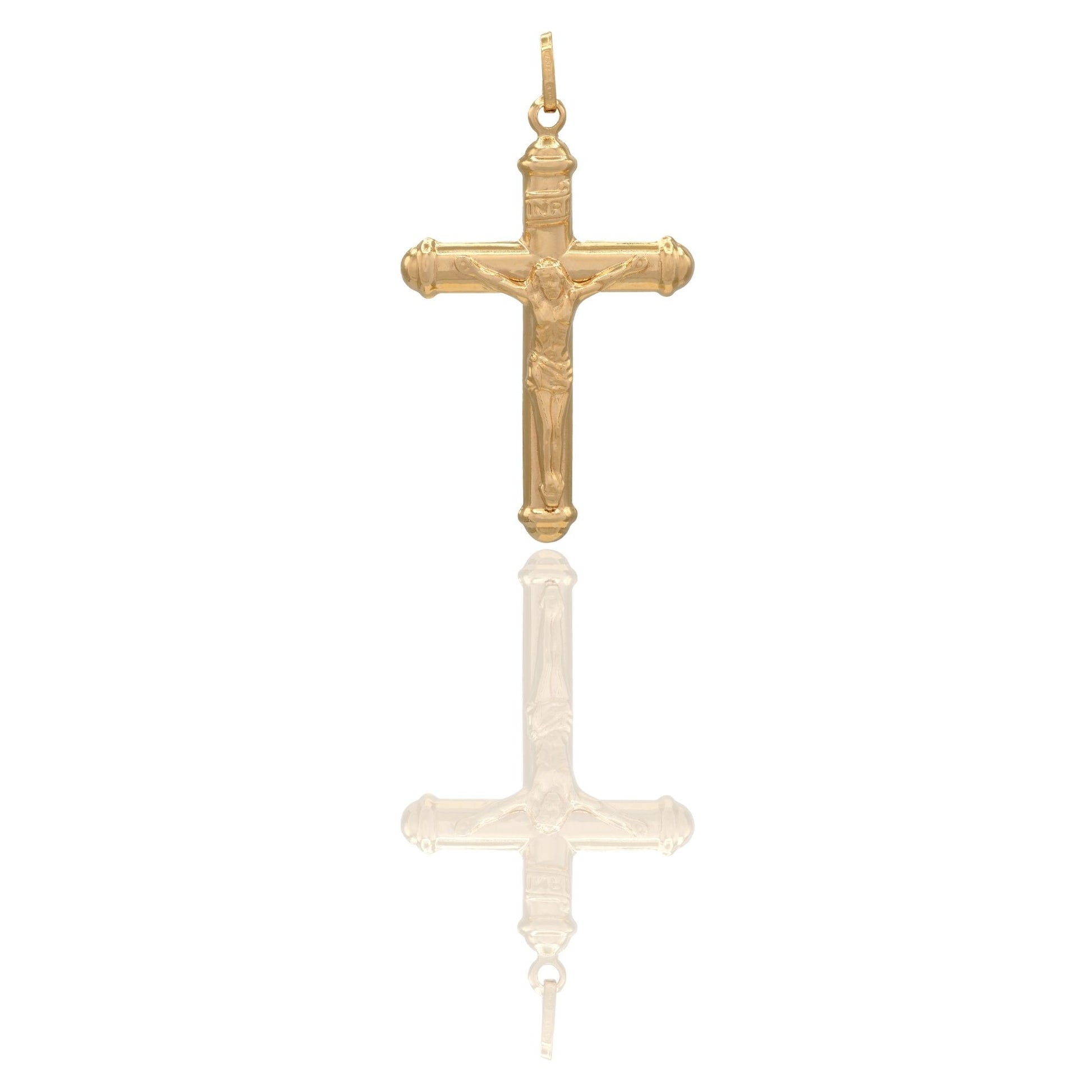 Ciondolo Oro Giallo Oro 18 carati Croce Cristo bombata Solo Oro cm.3,7x2