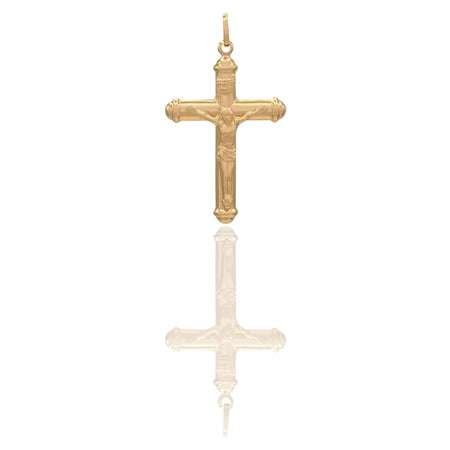 Ciondolo Oro Giallo Oro 18 carati Croce Cristo bombata Solo Oro cm.3,7x2