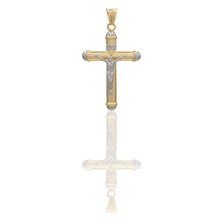 Ciondolo Oro Giallo Oro Bianco Oro 18 carati Croce Cristo Pagnottella Solo Oro cm.4,5x2,5