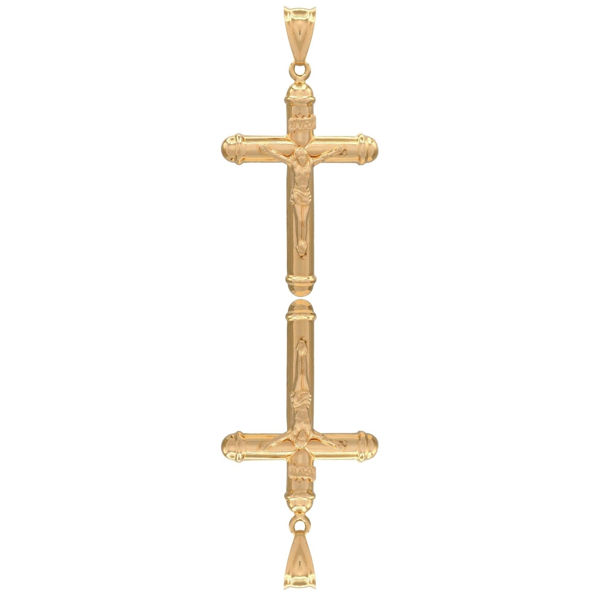 Ciondolo Oro Giallo Oro 18 carati Croce Cristo Pagnottella Solo Oro cm.5,8x3