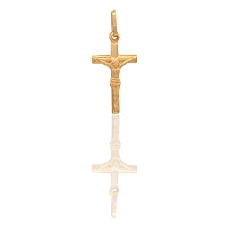 Ciondolo Oro Giallo Oro 18 carati Croce Cristo Tubolare Solo Oro cm.2,5x1,1
