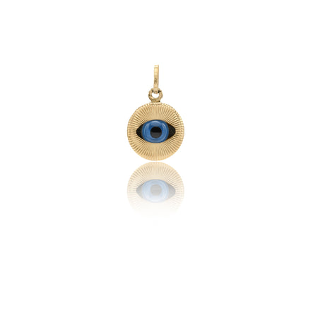 Ciondolo Oro Giallo Oro 18 carati Occhio Di Santa Lucia Smalto Nero, Smalto blu cm.1,7