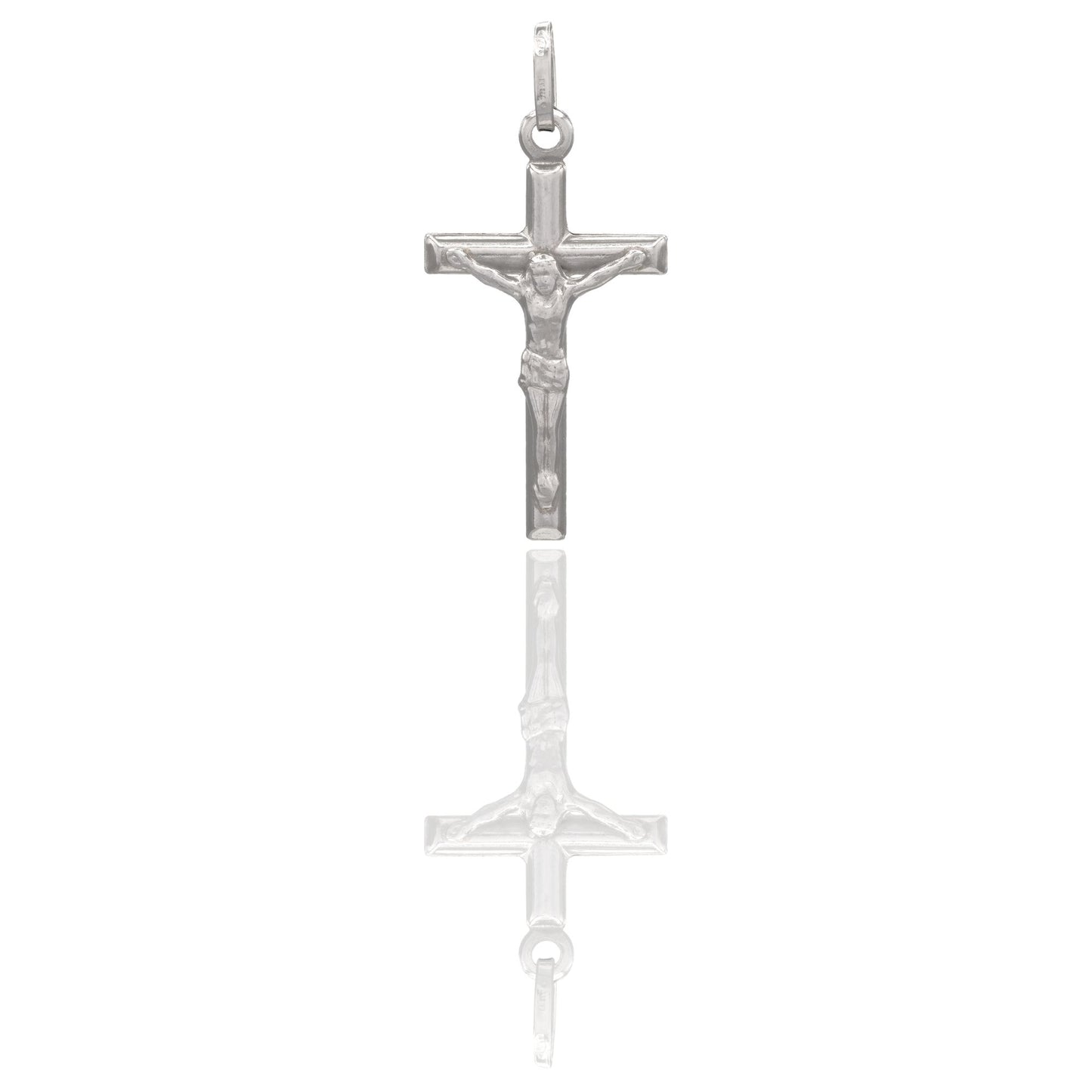 Ciondolo Oro Bianco Oro 18 carati Croce Cristo Tubolare Solo Oro cm.2,5x1,1