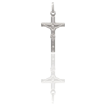 Ciondolo Oro Bianco Oro 18 carati Croce Cristo Tubolare Solo Oro cm.2,5x1,1