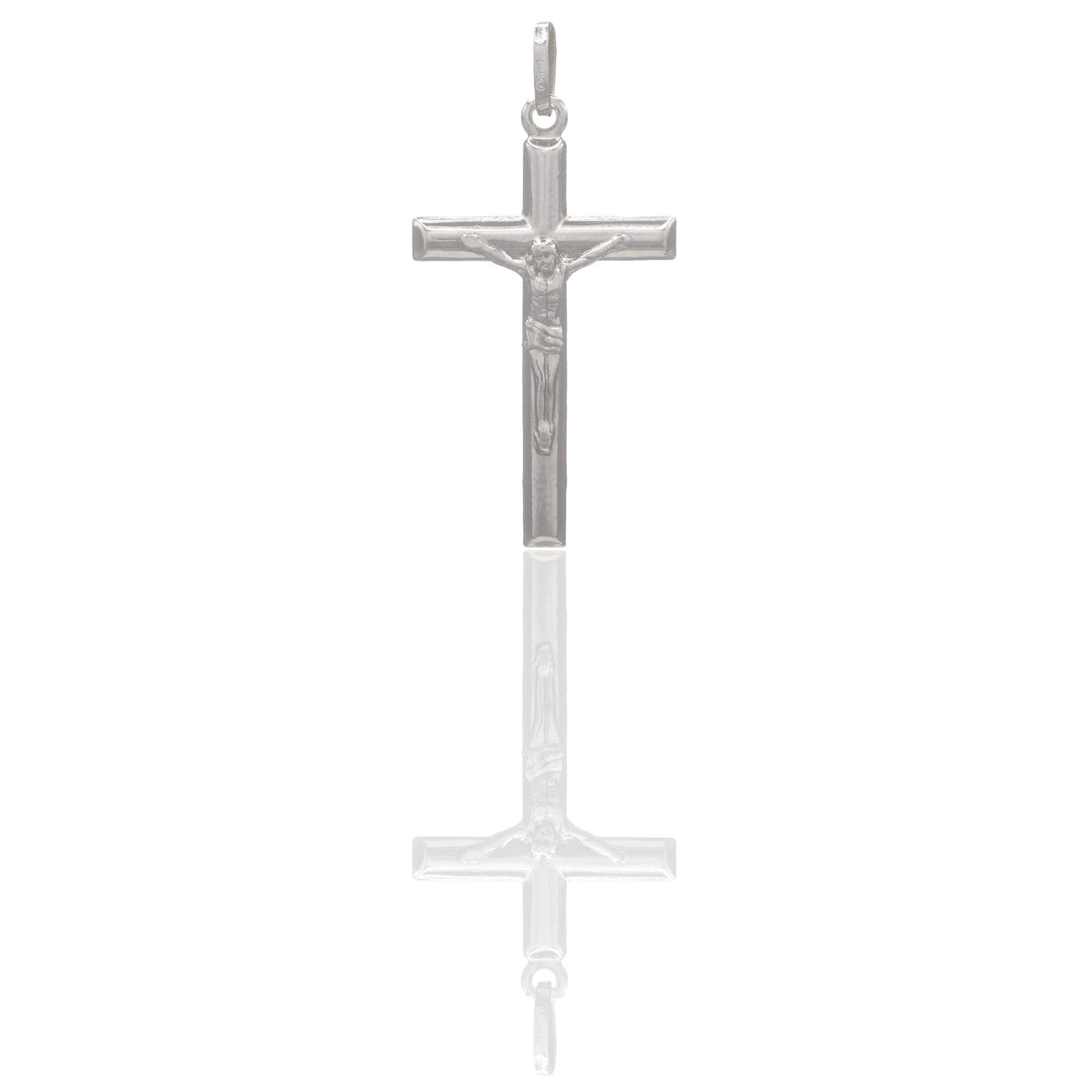 Ciondolo Oro Bianco Oro 18 carati Croce Cristo Tubolare Solo Oro