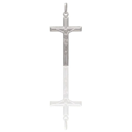 Ciondolo Oro Bianco Oro 18 carati Croce Cristo Tubolare Solo Oro