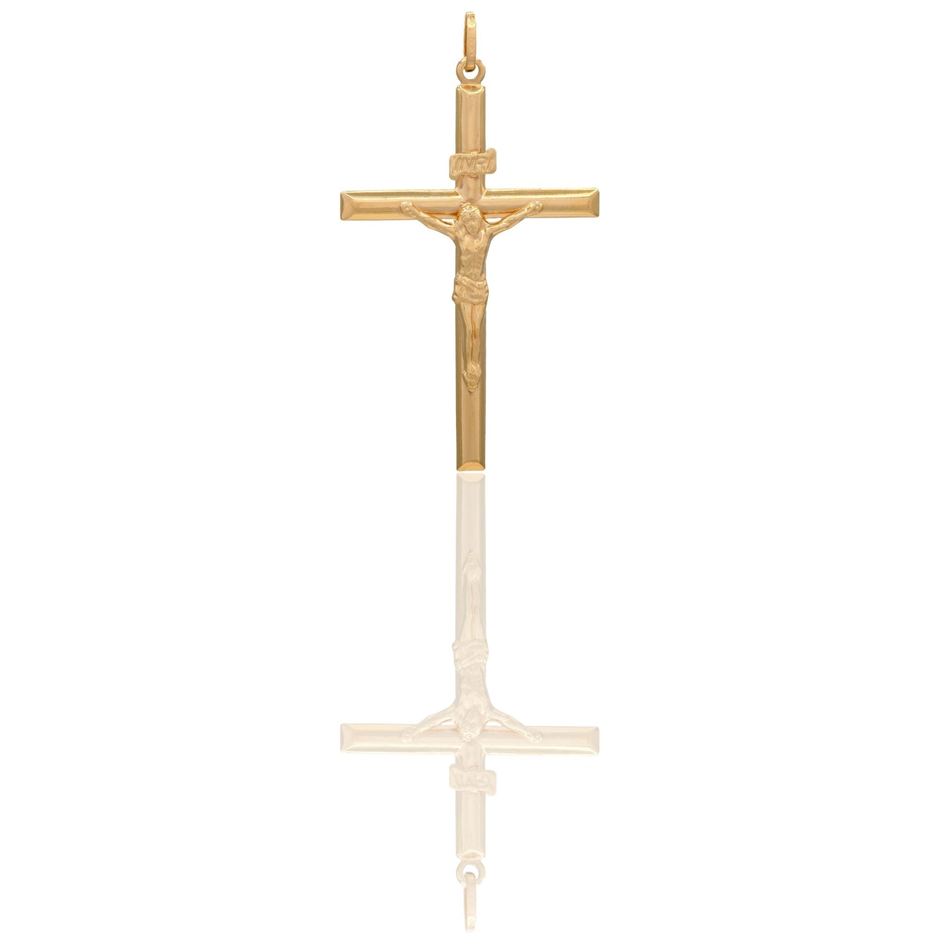 Ciondolo Oro Giallo Oro 18 carati Croce Cristo Tubolare Solo Oro cm.5,5x3