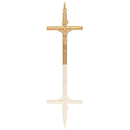 Ciondolo Oro Giallo Oro 18 carati Croce Cristo Tubolare Solo Oro cm.5,5x3