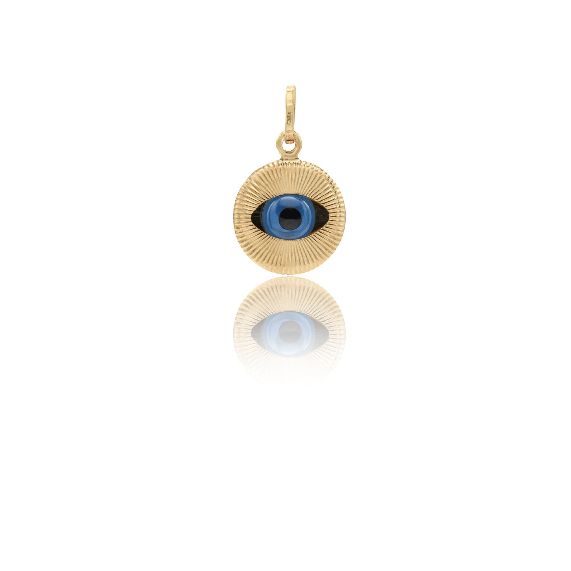 Ciondolo Oro Giallo Oro 18 carati Occhio Di Santa Lucia Smalto Nero, Smalto blu cm.2