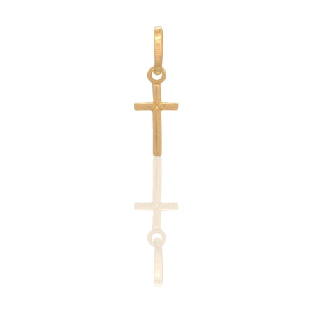 Ciondolo Oro Giallo Oro 18 carati Croce Tubolare Solo Oro cm.1,8x0,6