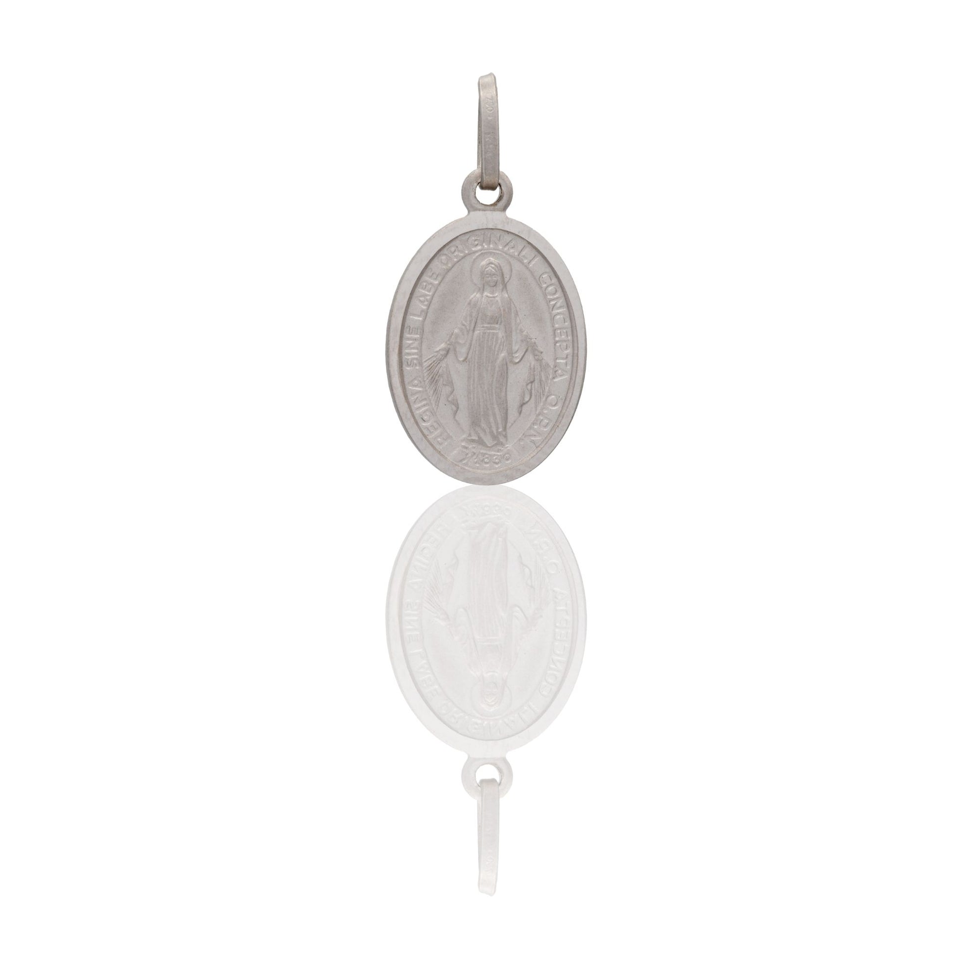 Ciondolo Oro Bianco Oro 18 carati Madonna Miracolosa  Solo Oro cm.2,5