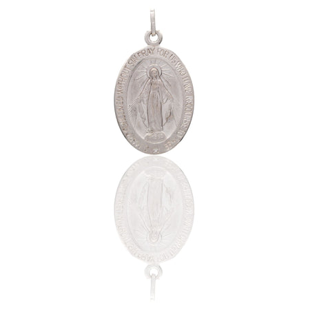 Ciondolo Oro Bianco Oro 18 carati Madonna Miracolosa  Solo Oro cm.3,8