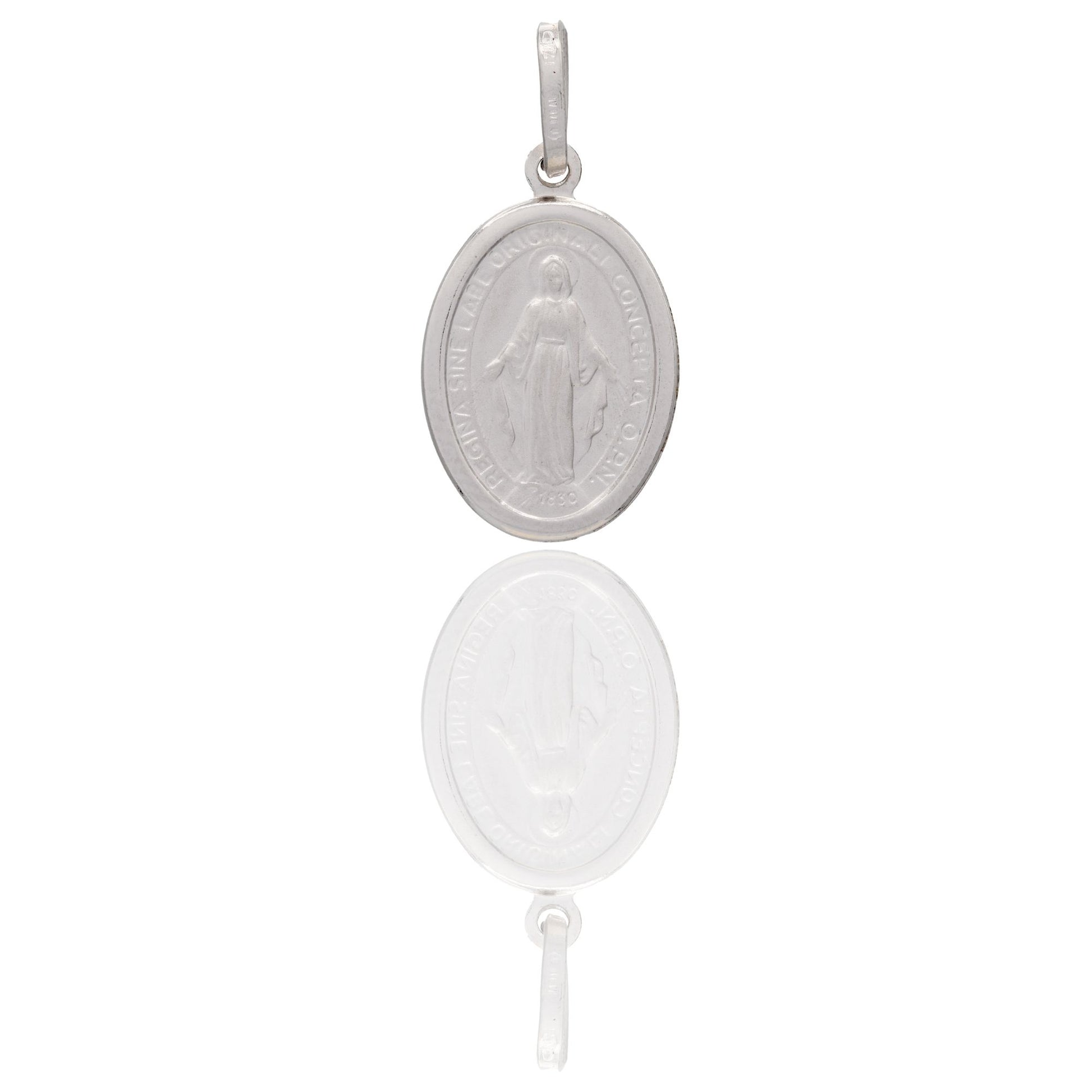 Ciondolo Oro Bianco Oro 18 carati Madonna Miracolosa  Solo Oro cm.2,3